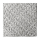 Silver Grey Basket Weave Geometric Pattern Tegeltje (Voorkant)