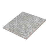 Silver Grey Basket Weave Geometric Pattern Tegeltje (Zijkant)