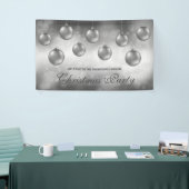 Silver Grey Baubles op Red Bokeh - kerstfeest Spandoek (Beurs)