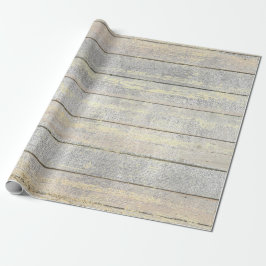 Silver Grey Beach Champaign Gold Wood Rustig Cadeaupapier