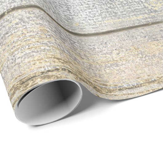 Silver Grey Beach Champaign Gold Wood Rustig Cadeaupapier (Rol Hoek)