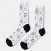 Silver Grey Beauful Winter Snowflakes Patroon Sokken (Links)