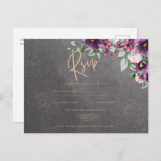 Silver Grey Berry Floral Wedding Winter Herfst Briefkaart (Voorkant / Achterkant)