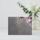 Silver Grey Berry Floral Wedding Winter Herfst Briefkaart (Staand voorkant)