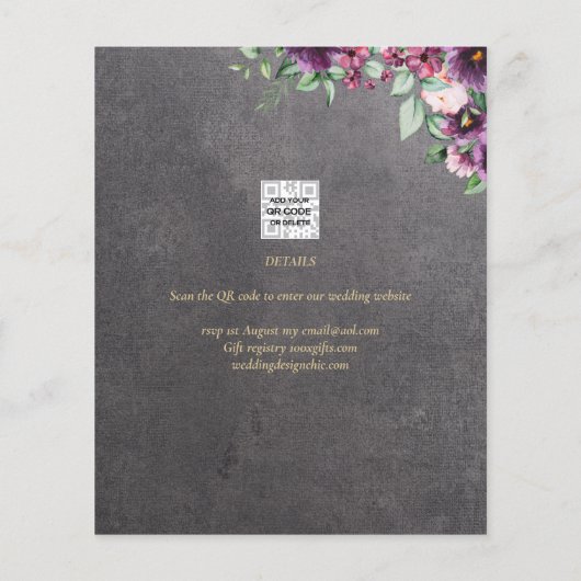 Silver Grey Berry Floral Wedding Winter Herfst Flyer (Achterkant)