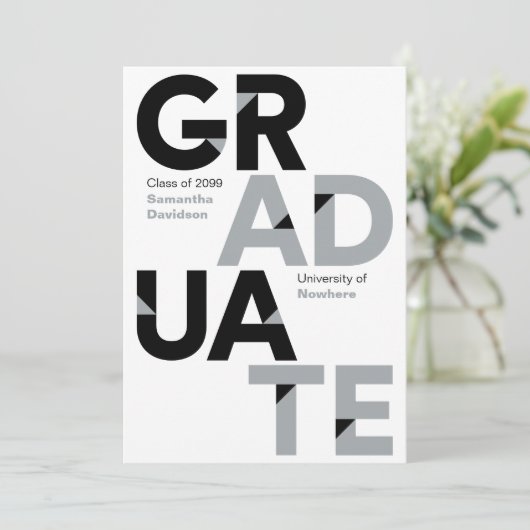 Silver Grey Big Bold Angle Cut Afstuderen Kaart (Staand voorkant)