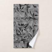 Silver Grey & Black Elegant Glam Marble Swirl Bad Handdoek (Handdoek)