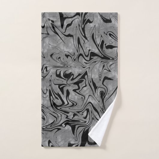 Silver Grey & Black Elegant Glam Marble Swirl Bad Handdoek (Handdoek)