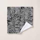 Silver Grey & Black Elegant Glam Marble Swirl Bad Handdoek (Wasdoekje)