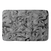 Silver Grey & Black Elegant Glam Marble Swirl Badmat (Voorkant)