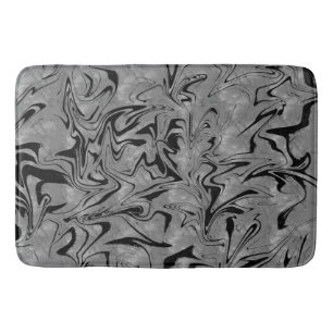 Silver Grey & Black Elegant Glam Marble Swirl Badmat