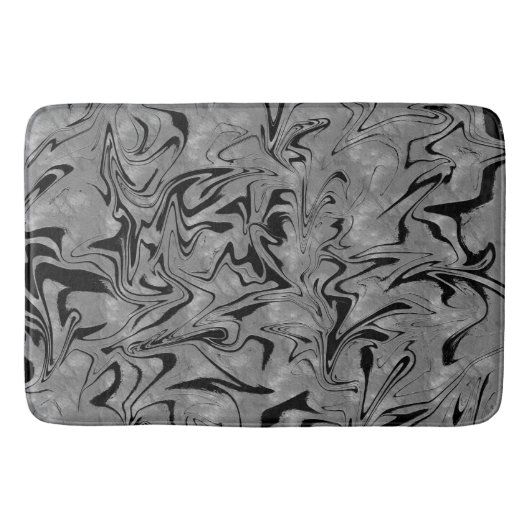 Silver Grey & Black Elegant Glam Marble Swirl Badmat (Voorkant)