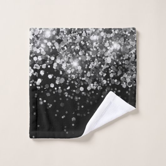 Silver Grey Black Glitter #3 (Faux Glitter) Bad Handdoek (Wasdoekje)