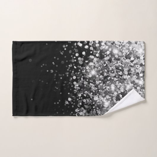 Silver Grey Black Glitter #3 (Faux Glitter) Bad Handdoek (Handdoek)
