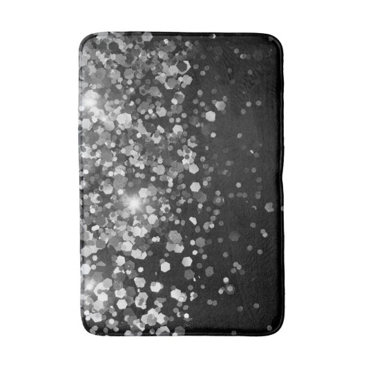 Silver Grey Black Glitter #3 (Faux Glitter) Badmat (Voorkant Verticaal)