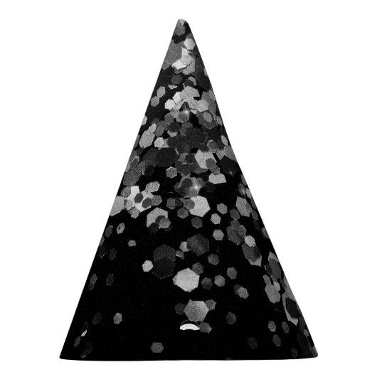 Silver Grey Black Glitter #3 (Faux Glitter) Feesthoedjes (Rechts)