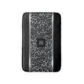 Silver Grey & Black Leopard Pattern - Monogram Badmat (Voorkant Verticaal)