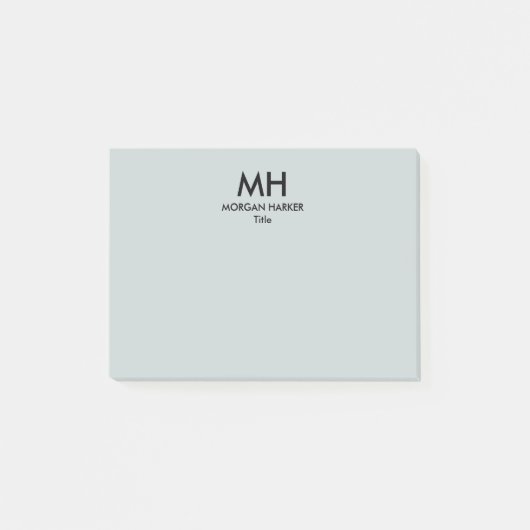 Silver Grey Black Minimale schone Initialen Post-it® Notes (Voorkant)