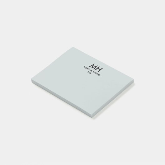 Silver Grey Black Minimale schone Initialen Post-it® Notes (Schuin)