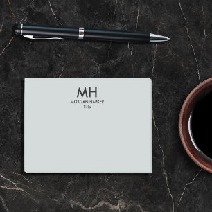Silver Grey Black Minimale schone Initialen Post-it® Notes