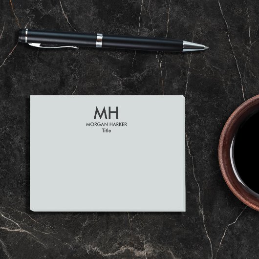 Silver Grey Black Minimale schone Initialen Post-it® Notes