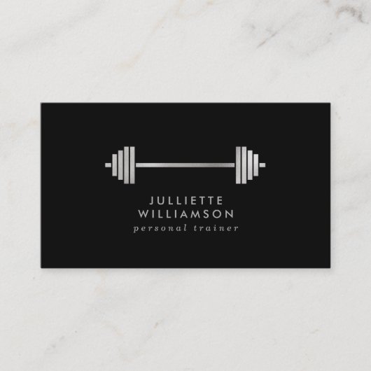 Silver Grey & Black Personal Trainer Social Media Visitekaartje (Voorkant)