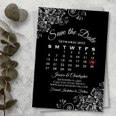 Silver Grey Black Simple Elegant Wedding Calendar Save The Date