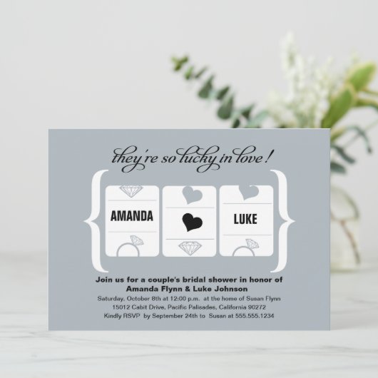 Silver Grey Black Slot Machine Vrijgezellenfeest Kaart (Staand voorkant)