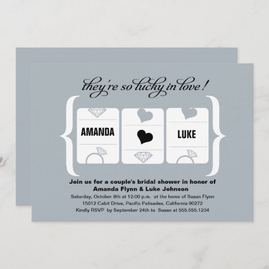 Silver Grey Black Slot Machine Vrijgezellenfeest Kaart (Voorkant / Achterkant)