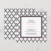 Silver Grey, Black & White Invitation, roze Kaart (Voorkant / Achterkant)