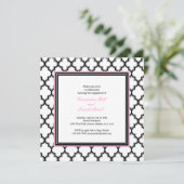 Silver Grey, Black & White Invitation, roze Kaart (Staand voorkant)