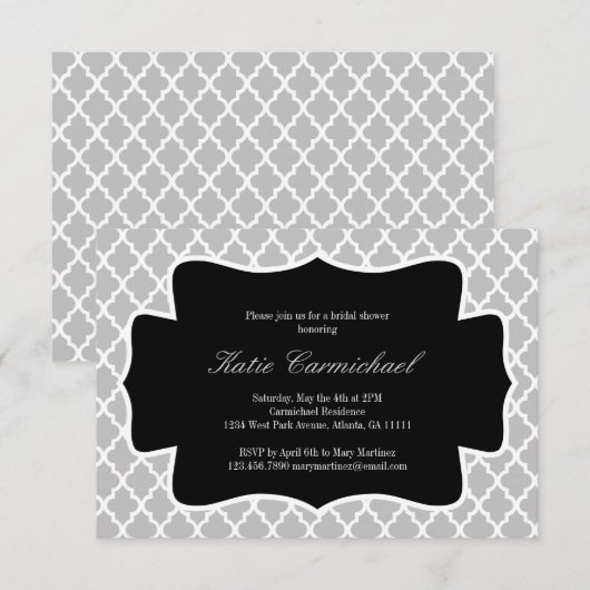 Silver Grey, Black & White Moroccan Kaart (Voorkant / Achterkant)