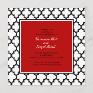Silver Grey, Black & White Tuxedo Invitation, rood Kaart