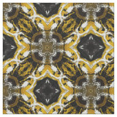 Silver Grey, Black, Yellow Round Tegel Pattern Stof (Close Up)