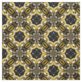 Silver Grey, Black, Yellow Round Tegel Pattern Stof