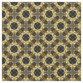 Silver Grey, Black, Yellow Round Tegel Pattern Stof (Close Up)