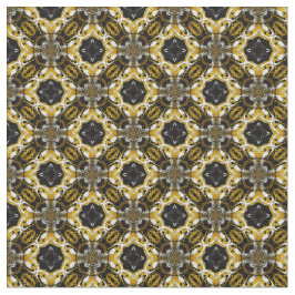 Silver Grey, Black, Yellow Round Tegel Pattern Stof