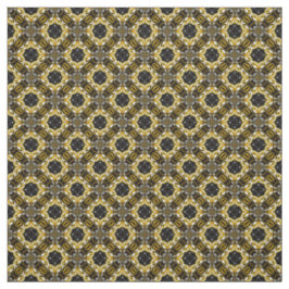 Silver Grey, Black, Yellow Round Tegel Pattern Stof