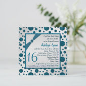 Silver Grey, Blauwgroen FAUX Glitter Polka Dot Swe Kaart (Staand voorkant)