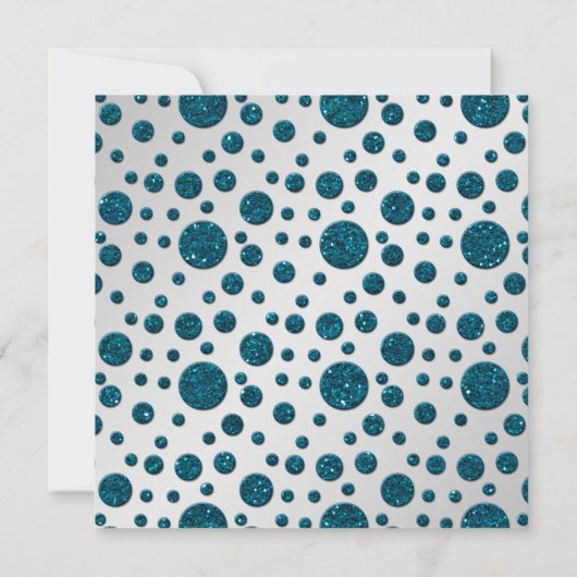 Silver Grey, Blauwgroen FAUX Glitter Polka Dot Swe Kaart (Achterkant)