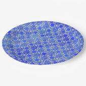 Silver Grey Blue Dansende Scroll Pattern Papieren Bordje (Gekanteld)