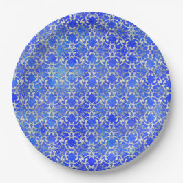 Silver Grey Blue Dansende Scroll Pattern Papieren Bordje