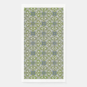 Silver Grey Blue Metallic Filigree Pattern Servet