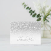 Silver Grey Bokeh Glitter White Ombre Dank u Briefkaart (Staand voorkant)