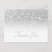 Silver Grey Bokeh Glitter White Ombre Dank u Briefkaart (Voorkant)