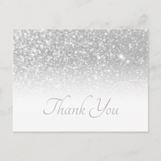 Silver Grey Bokeh Glitter White Ombre Dank u Briefkaart (Voorkant)