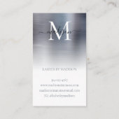 Silver Grey Borhed Metal Monogram Stijlvol Manuscr Visitekaartje (Achterkant)