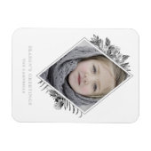 Silver Grey Botanical Elegant Holiday Magnet Magneet (Horizontaal)
