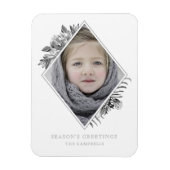 Silver Grey Botanical Elegant Holiday Magnet Magneet (Verticaal)
