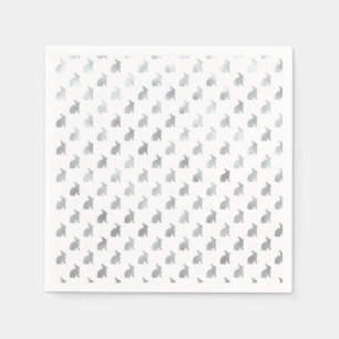 Silver Grey Bunny Background Faux Grey Servetten